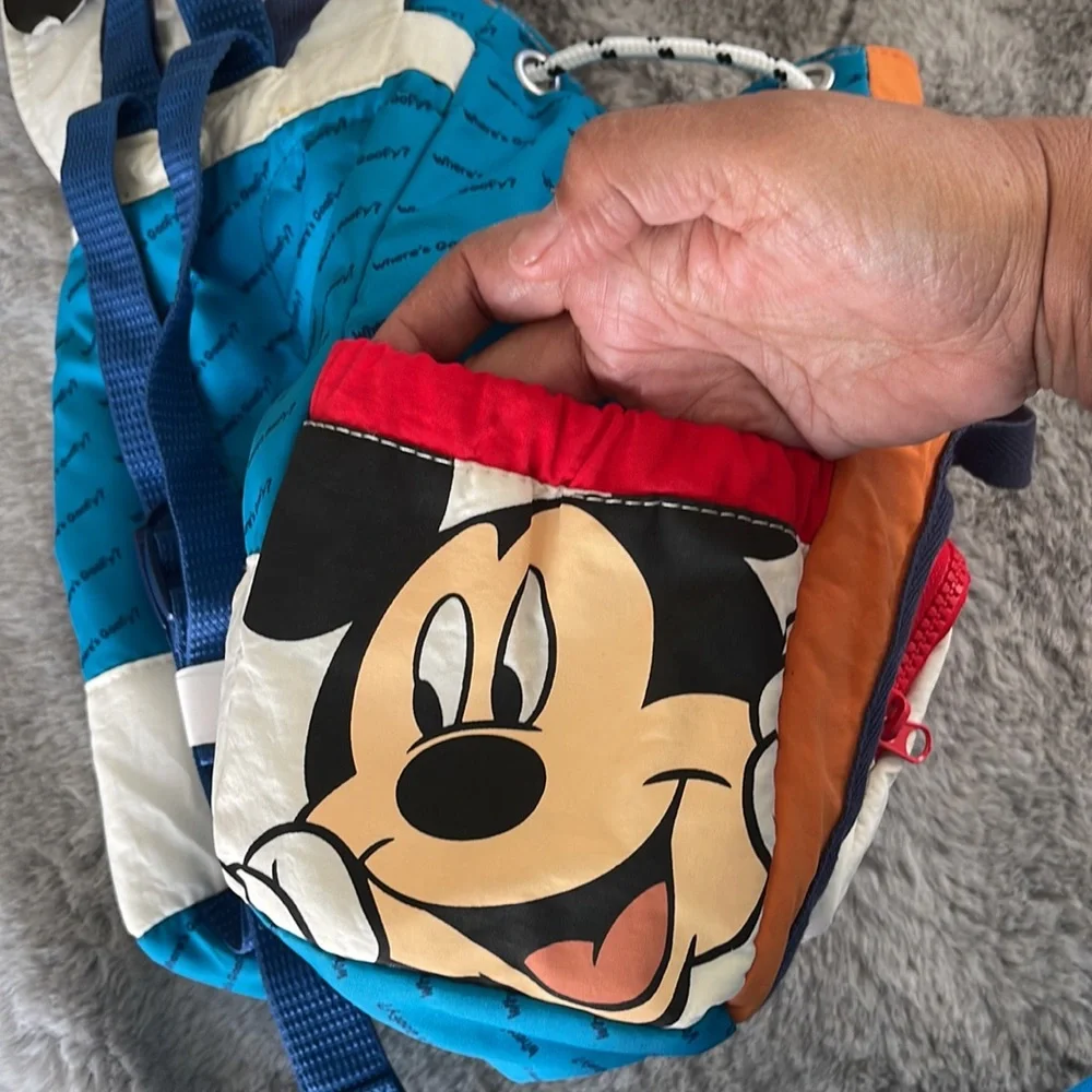Zara Kids Mickey Mouse Colorblock Backpack in Blue, Orange, Red, White
